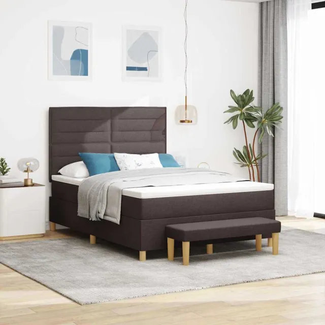 vidaXL Boxspring bed met hoofdeinde Donkerbruin 200 x 160 cm Stof