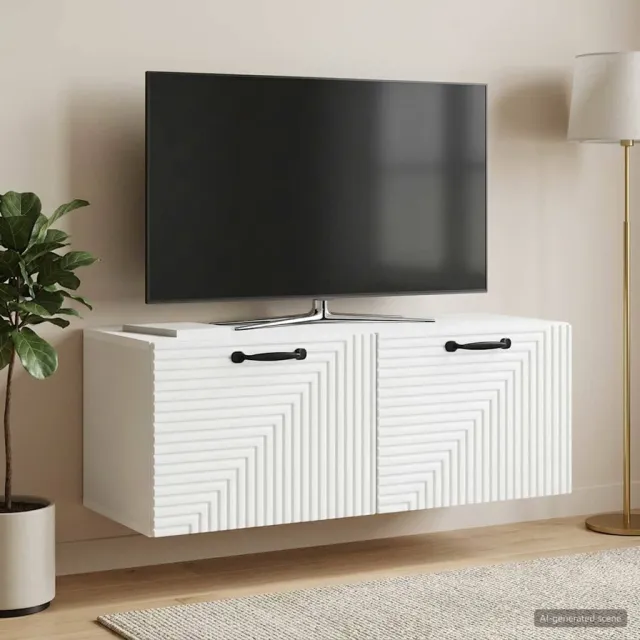 vidaXL Wandbeugel TV-kast Wit 78,5 x 31 x 30 cm Bewerkt hout, foto 2
