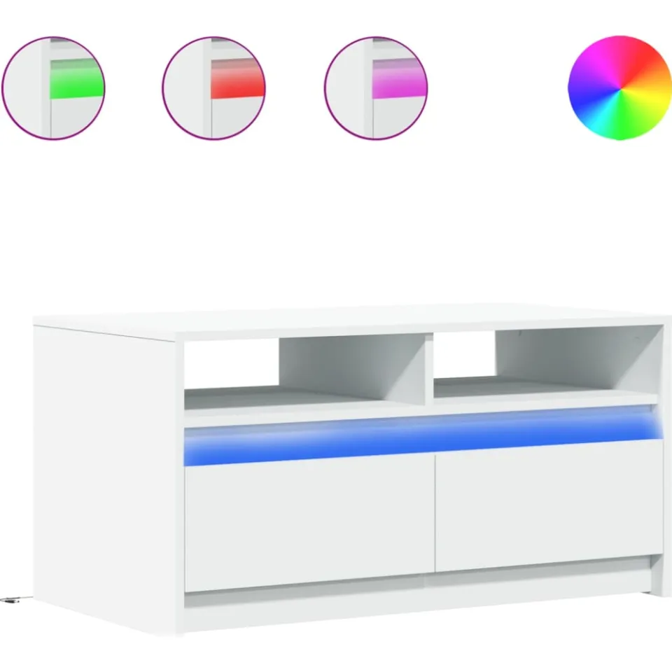 vidaXL Salontafel met LED-verlichting bewerkt hout wit, foto 3