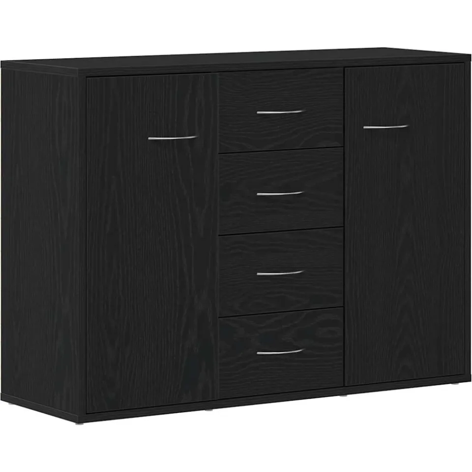 vidaXL Dressoir 88x30x64 cm bewerkt hout zwart eikenkleurig