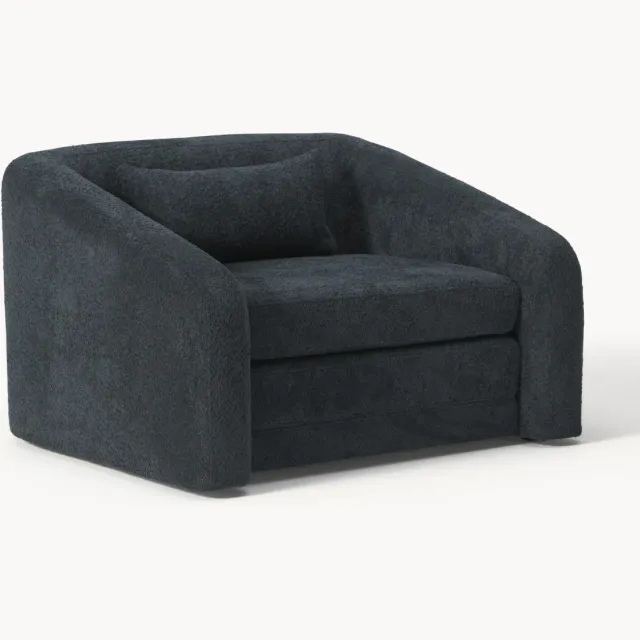 Westwing Collection Teddy bouclé slaapbank Eliot antraciet