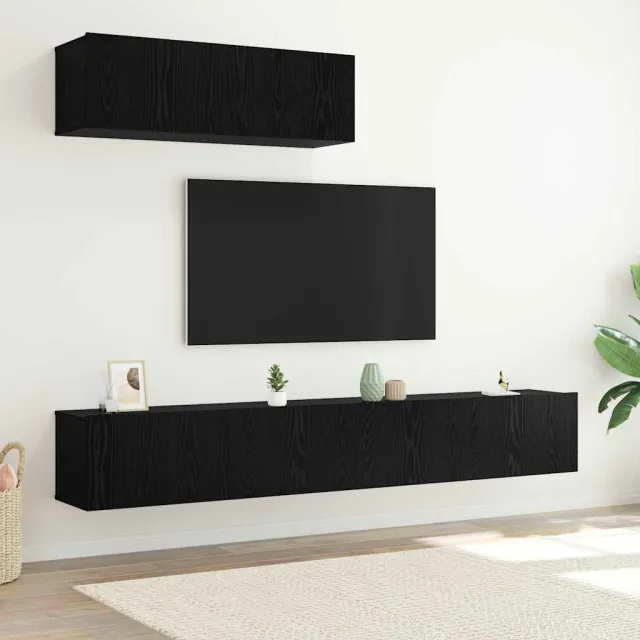 vidaXL Tv-meubelset 3 st Zwart Eiken Bewerkt hout, foto 2