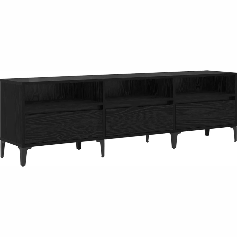 vidaXL TV-kast Zwart Eiken 150 x 30 x 45 cm Gemonteerd hout en ijzer, foto 3