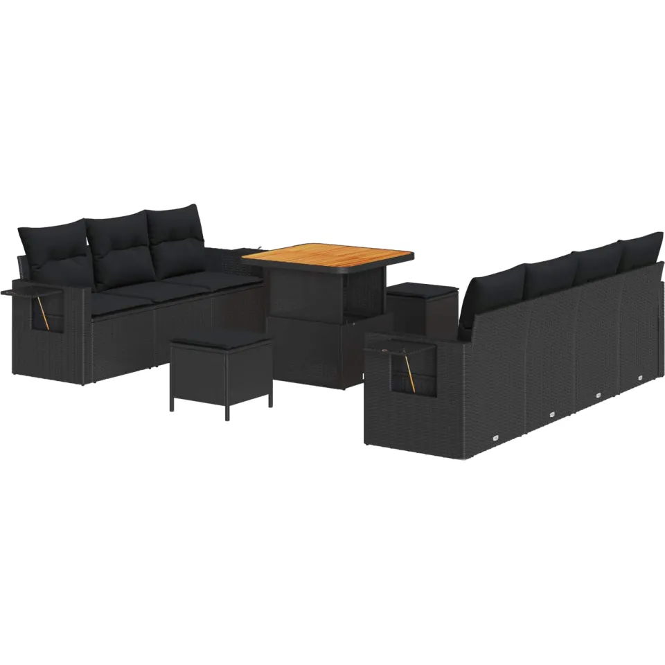vidaXL Tuin Sofa Set 10 st Zwart poly rattan