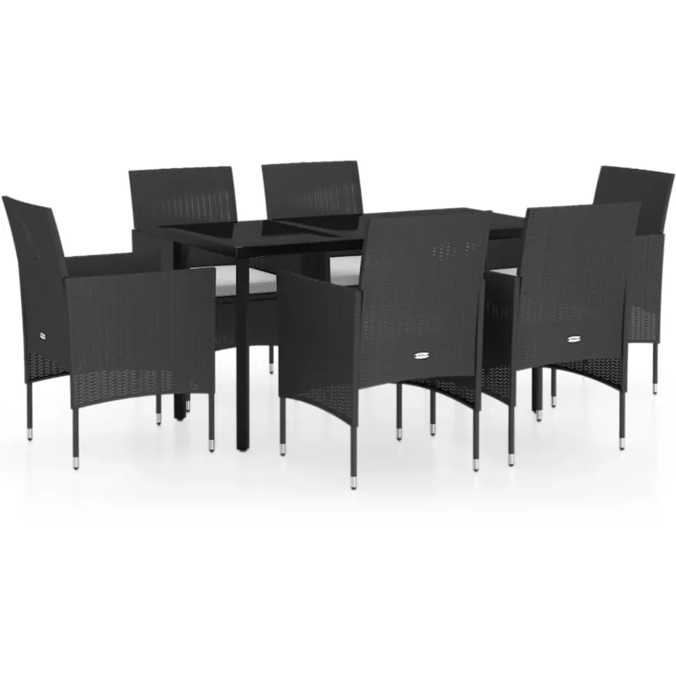 vidaXL 7-delige Tuinset met kussens zwart, foto 4