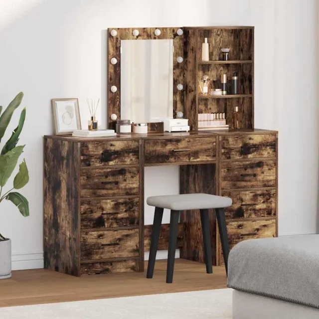 vidaXL Plafondtafel 3 st Bruin 40 x 41 x 135 cm Bewerkt hout, foto 2