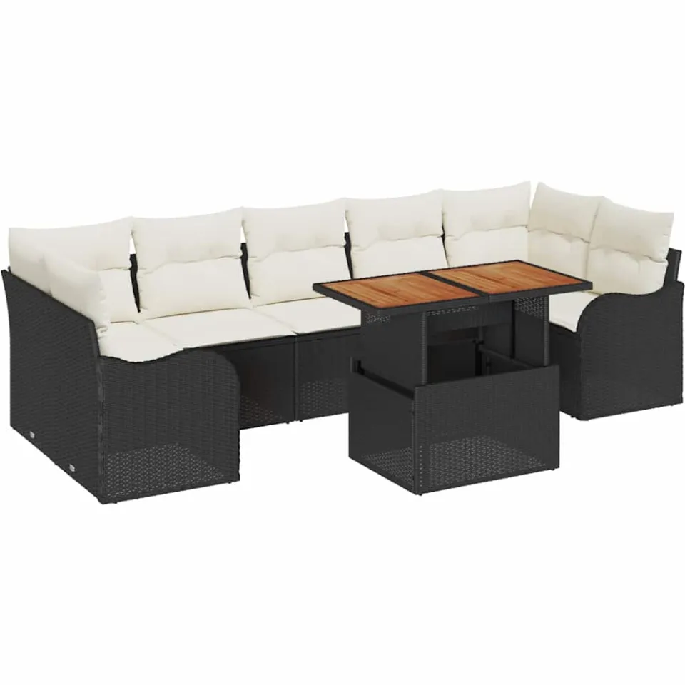 vidaXL Tuin Sofa Set 8 st Zwart Poly riet