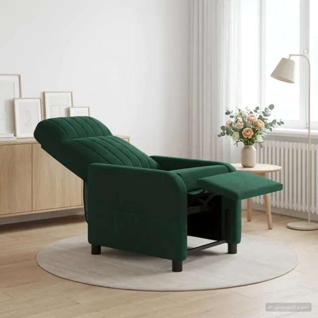 vidaXL Massage Recliner Donkergroen fluweel
