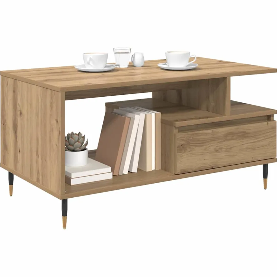 vidaXL Salontafel Artisan Eiken 90 x 49 x 45 cm Bewerkt hout Bruin