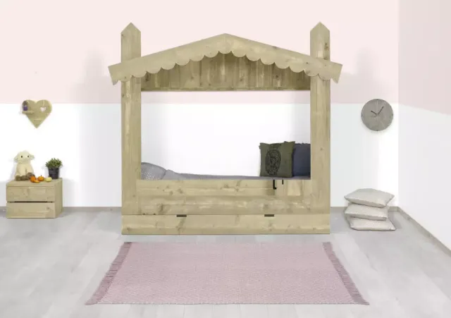 Steigerhouten bed Dai met dakje