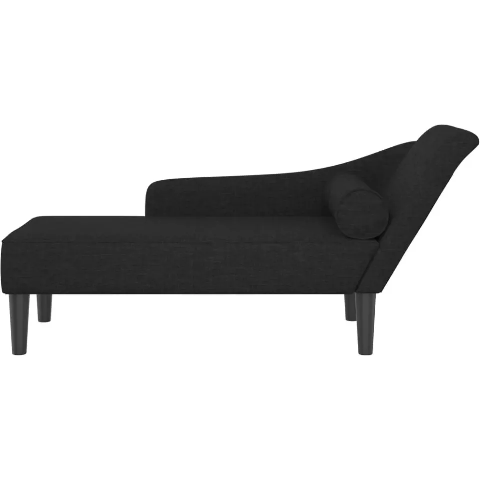 vidaXL Chaise longue met kussens stof zwart