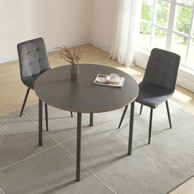 en.casa Eettafel Lindesberg Ø100x75 cm grijs eikenkleurig en zwart