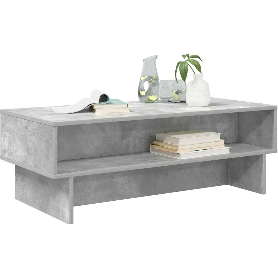 vidaXL Salontafel Beton Grijs 100 x 46 x 35 cm Bewerkt hout, foto 3
