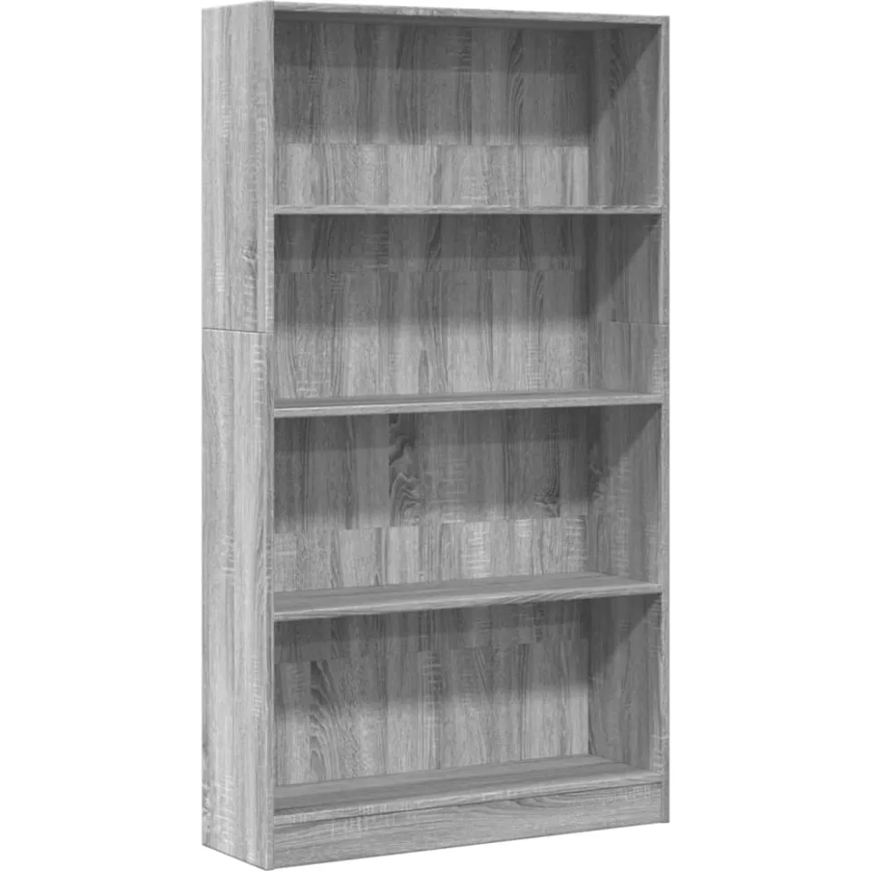 vidaXL Boekenkast 80x24x143 cm bewerkt hout grijs sonoma eikenkleurig, foto 3