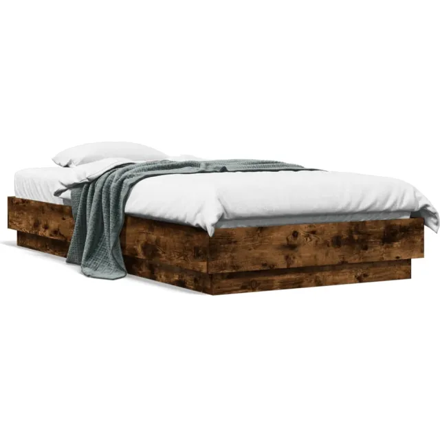 vidaXL Bedframe met LED-verlichting gerookt eikenkleurig 90x190 cm