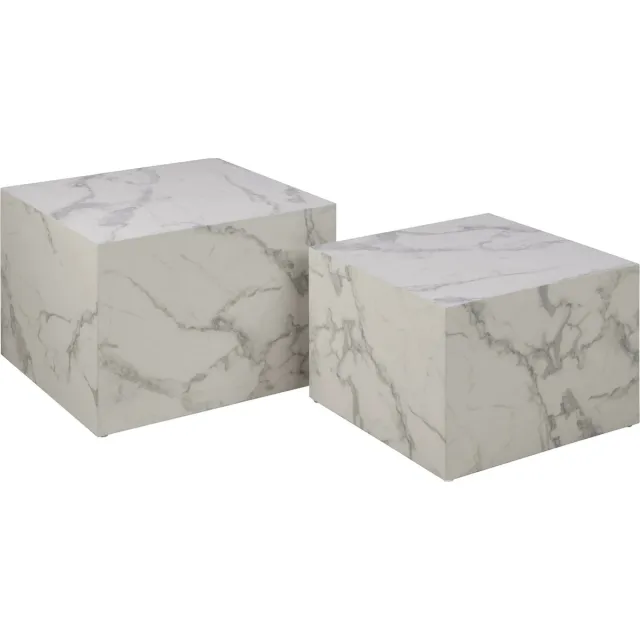 Bendt Salontafel 'Flavian' Set van 2 stuks, Marmerlook, kleur Wit