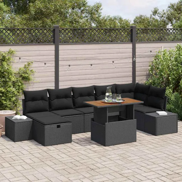vidaXL Tuin Sofa Set 8 st Zwart poly rattan, foto 2