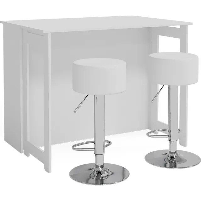 Vicco Dominic Bartafel set – 116 x 37 cm met 2 barkrukken Wit