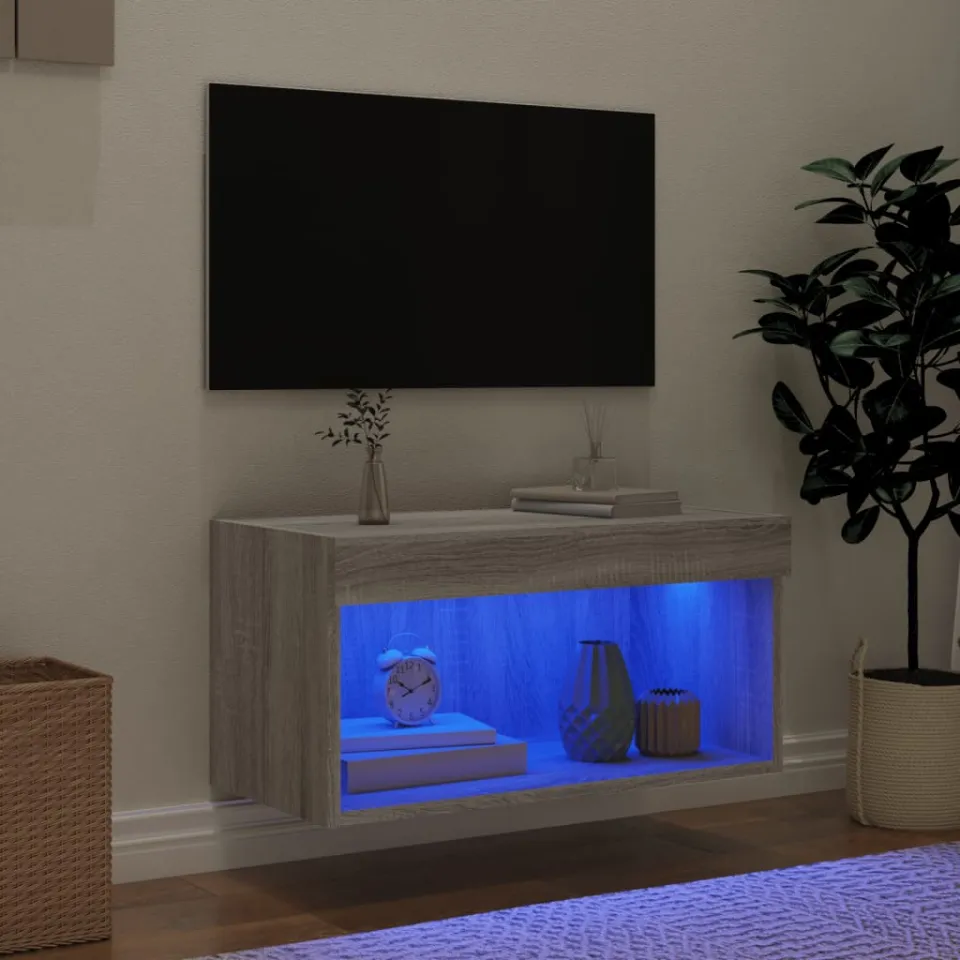 vidaXL Tv-meubel met LED-verlichting 60x30x30 cm grijs sonoma eiken, foto 3