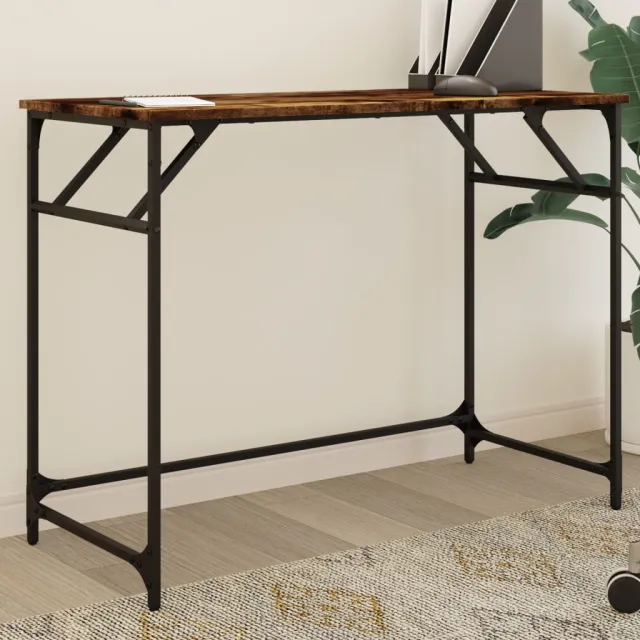 vidaXL Bureau 100x45x76 cm hout en gepoedercoat staal gerookt eiken Bruin