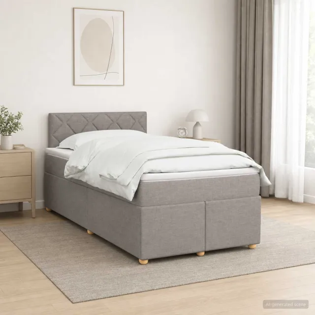 vidaXL Boxspringbed met matras met hoofdeinde Taupe 120 x 200 cm Stof