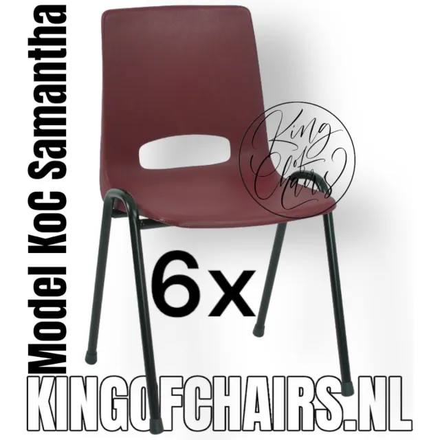 King of Chairs Set van 6- Model KoC Samantha bordeaux met zwart onderstel. Stapelstoel kuipstoel vergaderstoel tuinstoel kantine stoel stapel stoel kantinestoelen stapelstoelen kuipstoelen arenastoel De Valk 3320 bistrostoel bezoekersstoel