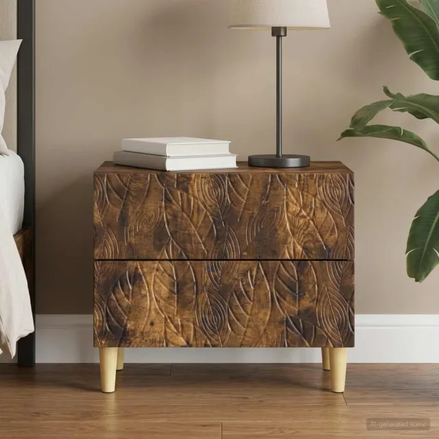 vidaXL Nachtkastje Gerookt eiken 62 x 34,5 x 48 cm Bewerkt hout Bruin