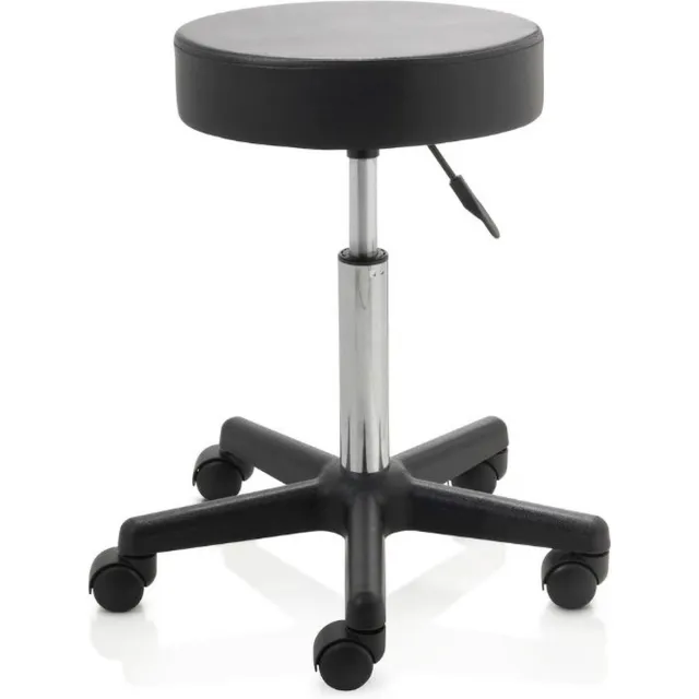 ZenGrowth ergonomische tabouret met middelhoge gasveer zwart - Kapperskruk op zachte wielen - Tabouret - In hoogte verstelbaar
