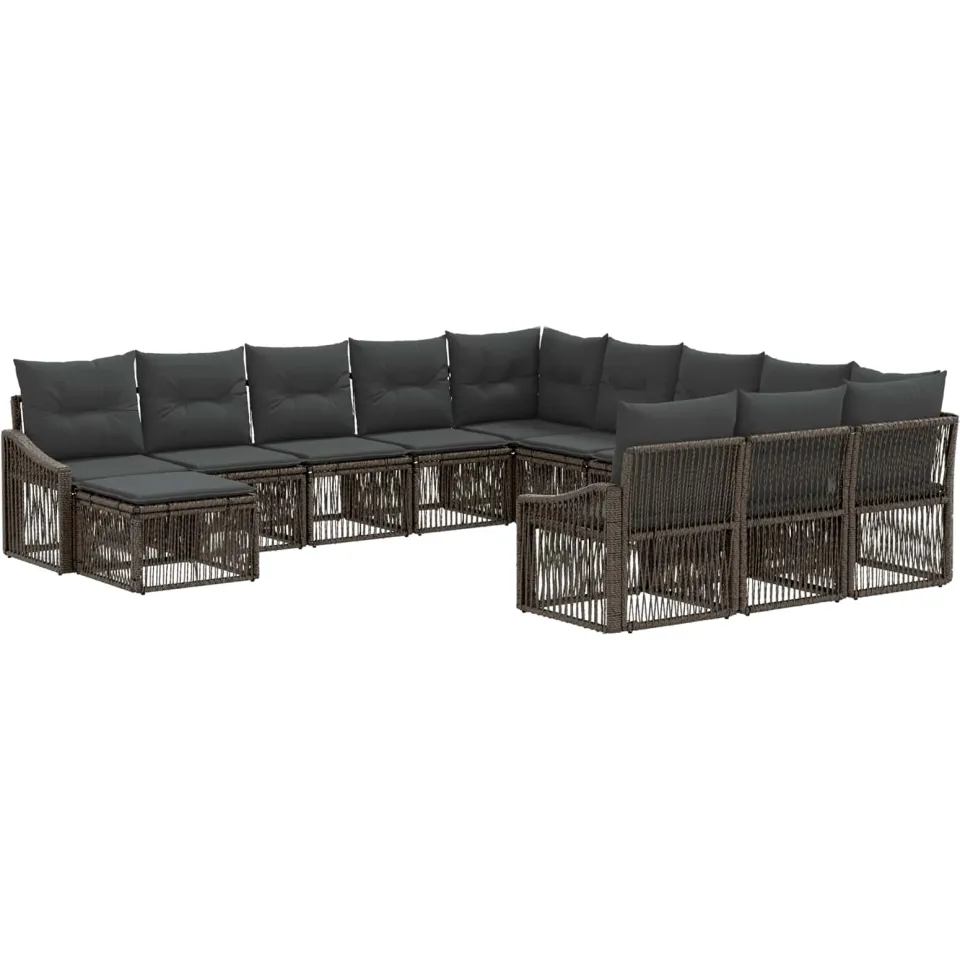 vidaXL Tuinbankenset 12 st 12-zits Grijs poly rattan, foto 3