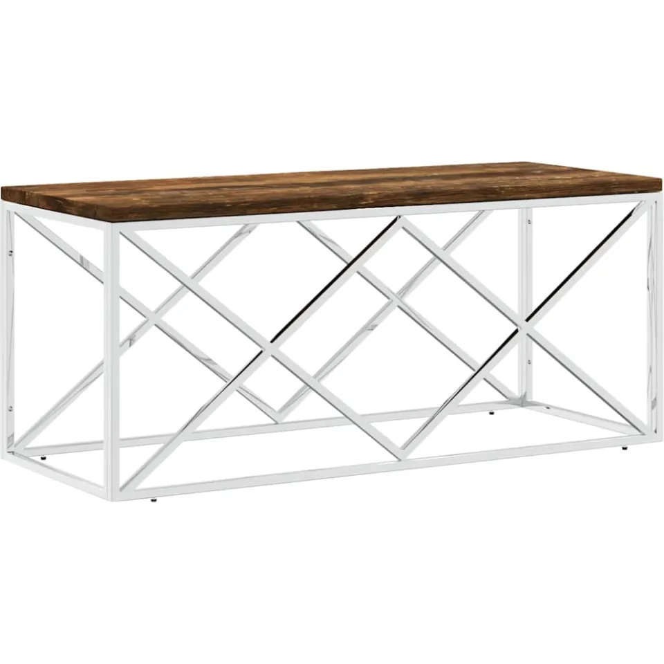 vidaXL Salontafel roestvrij staal en massief hergebruikt hout, foto 3