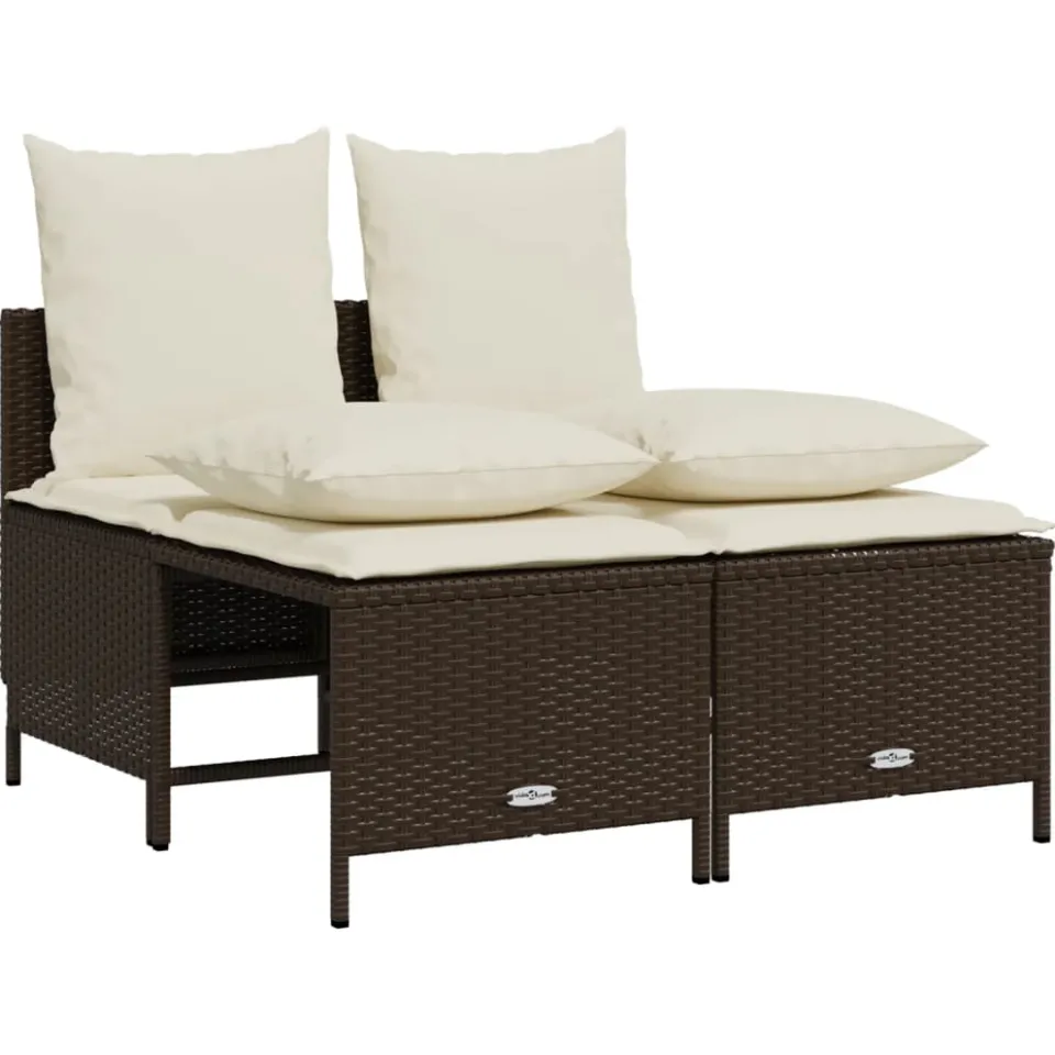 vidaXL 5-delige Loungeset met kussens poly rattan bruin, foto 4