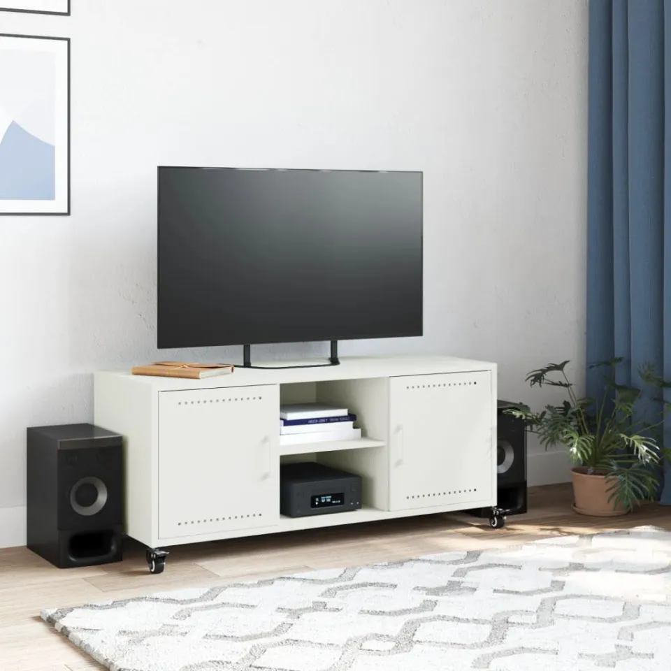 vidaXL Tv-meubel 100,5x39x43,5 cm staal wit, foto 3