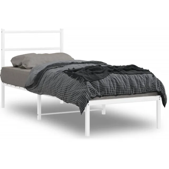 vidaXL Bedframe met hoofdbord metaal wit 80x200 cm