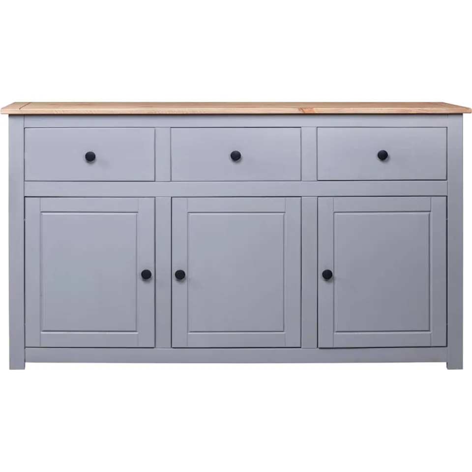 vidaXL Dressoir Panama Range 135x40x80 cm massief grenenhout grijs, foto 2