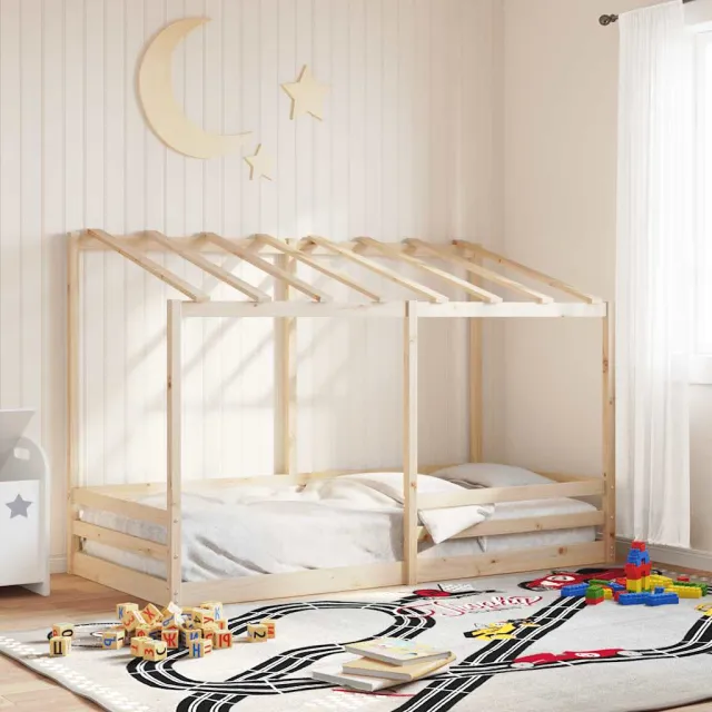 vidaXL Kinderbed met bedhuis 100x200 cm massief grenenhout bruin