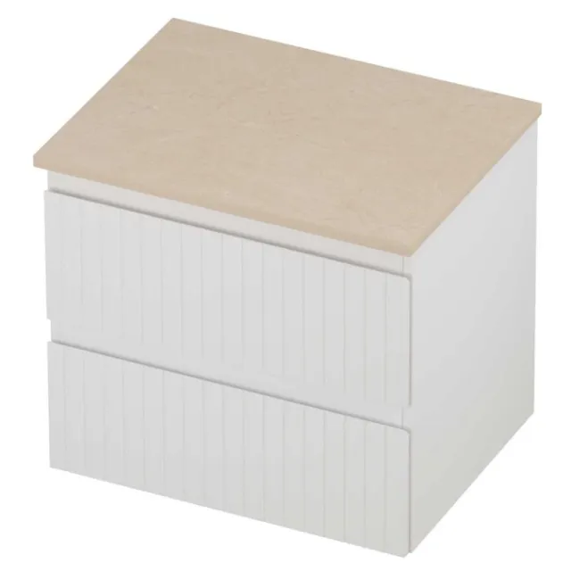 Proline Deck Badmeubelset Hardsteen Symmetrisch Gefreesd 60x46x55 cm Sand Stone Mat Wit