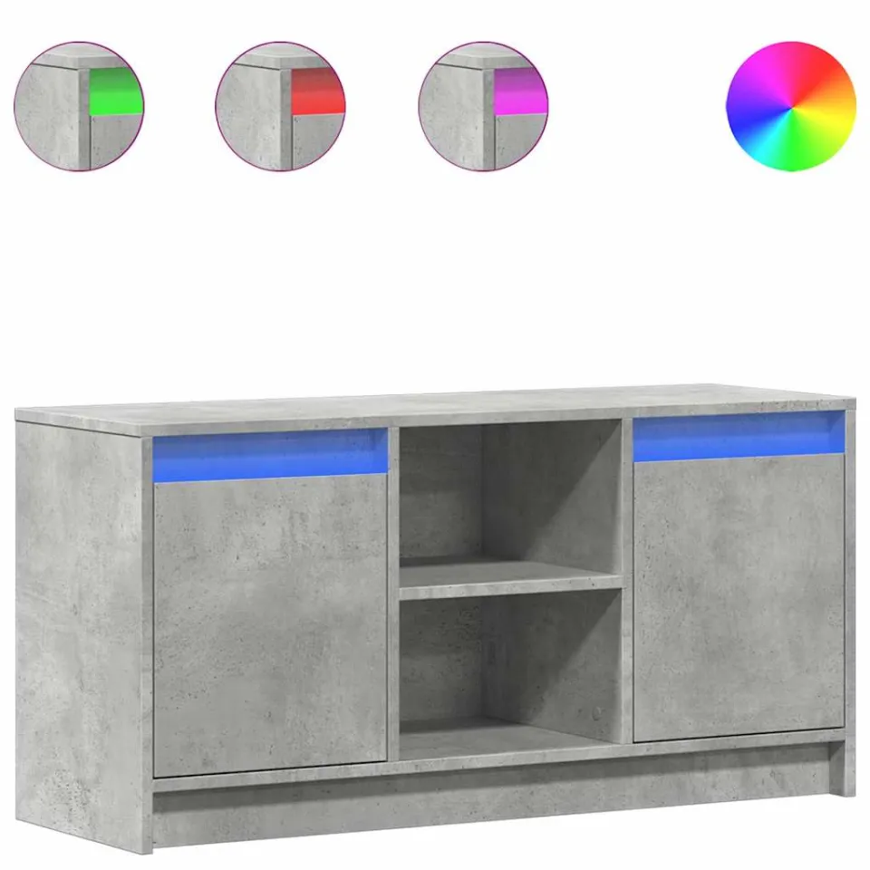 vidaXL Tv-meubel met LED 100x34x50 cm bewerkt hout betongrijs
