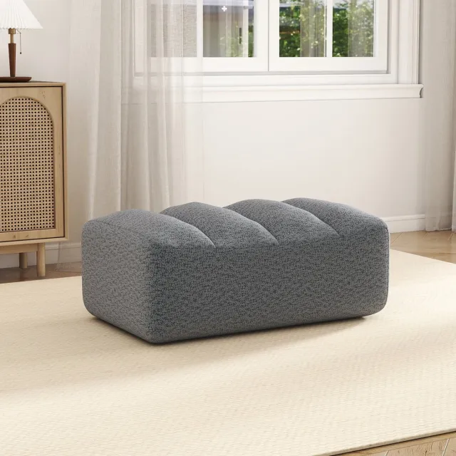 OKWISH Voetenbankje – 104x61x45 cm – Ergonomisch En Modulair – Korrelfleece Stof – Grijs – Voor Woonkamer En Kleine Ruimtes Grey
