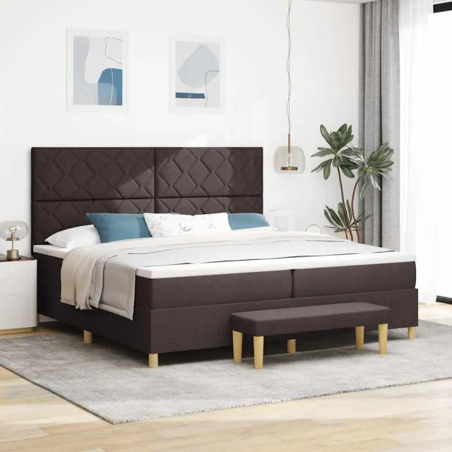 vidaXL Boxspring bed met hoofdeinde Donkerbruin 200 x 200 cm Stof