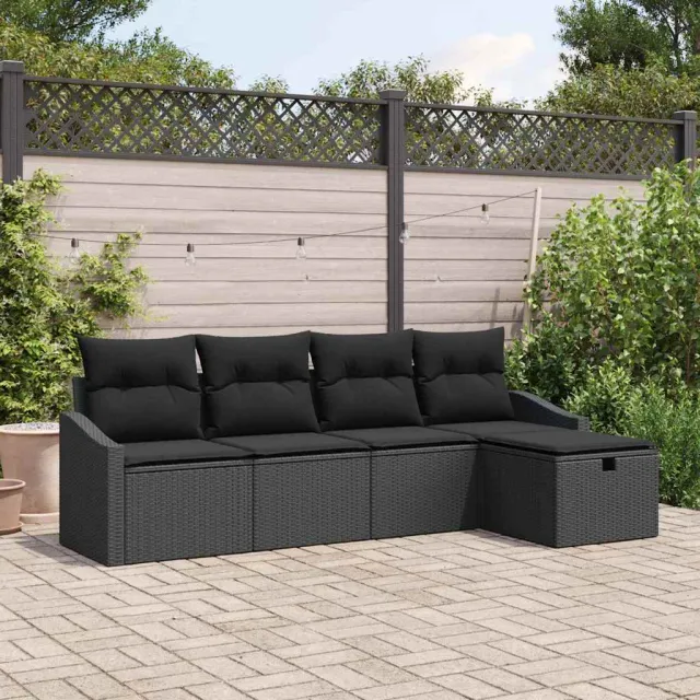vidaXL Bankstel 5 st Zwart poly rattan