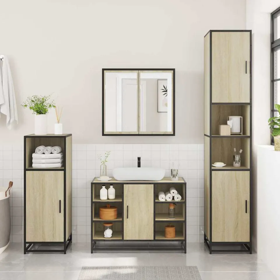 vidaXL 2-delige Badkamermeubelset bewerkt hout sonoma eikenkleurig, foto 4