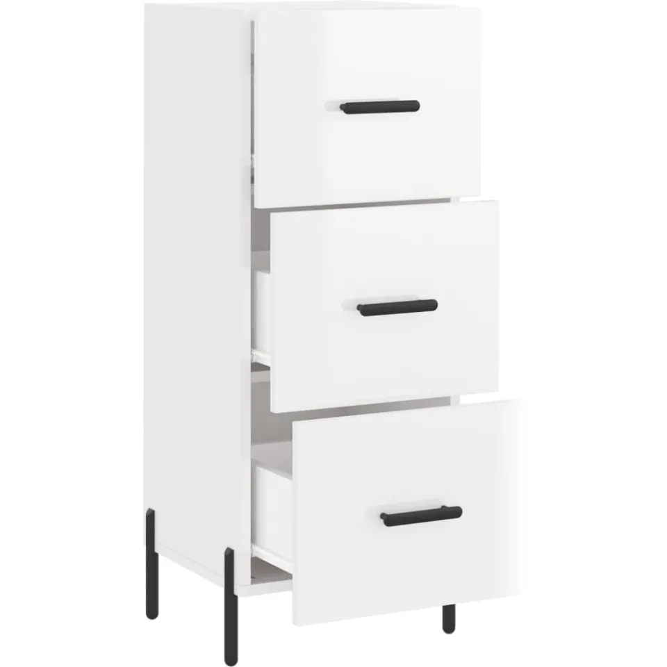 vidaXL Dressoir 34,5x34x90 cm bewerkt hout hoogglans wit