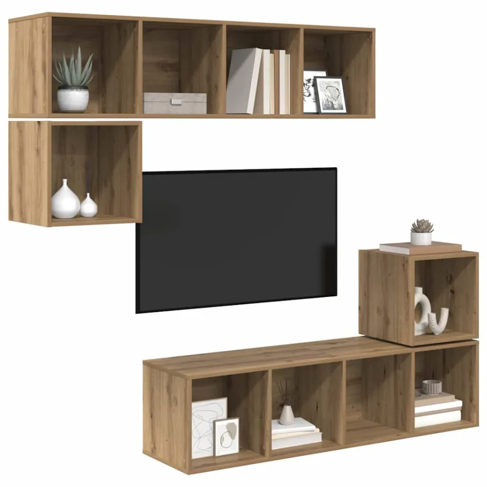 vidaXL Tv-meubelset 4 st 37 x 37 x 142,5 cm Artisan Eiken, foto 3