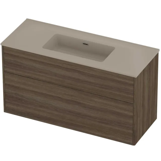 Proline Tribute Badmeubelset Porselein Elegant 2 Laden 120x46x67 cm Mat Crème Cotton Vital Oak Eiken