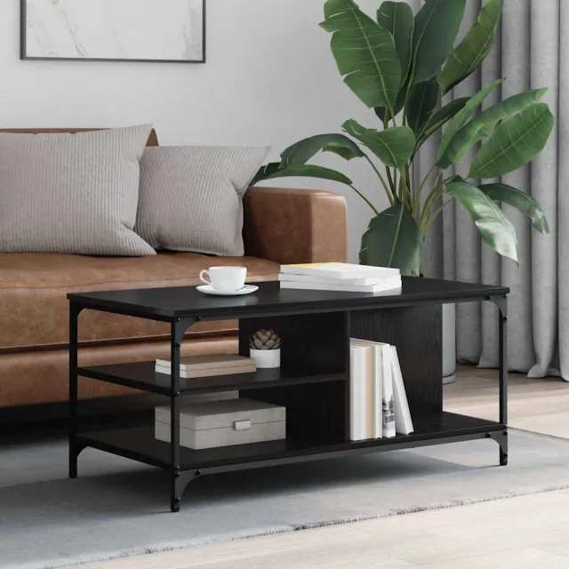 vidaXL Salontafel Zwart Eiken 100 x 50 x 45 cm Bewerkt hout