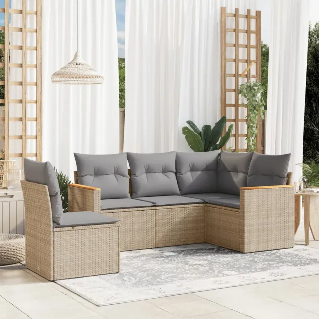 vidaXL Patio Sofa Set 5-zits Beige and Grey, foto 2