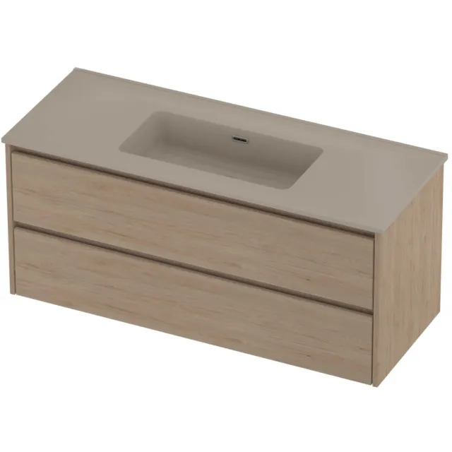 Proline Tribute Badmeubelset Porselein Elegant Enkel 120x46x54 cm Mat Crème Cotton Ideal Oak Eiken