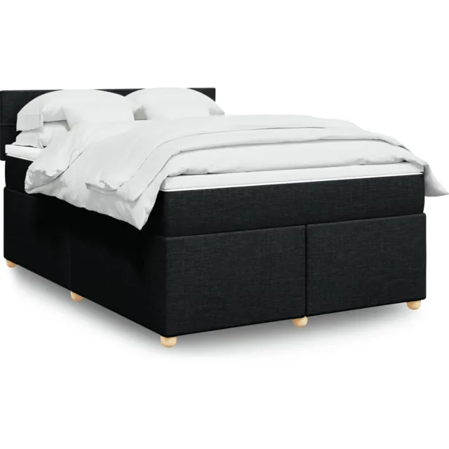 vidaXL Boxspring met matras stof zwart 160x200 cm