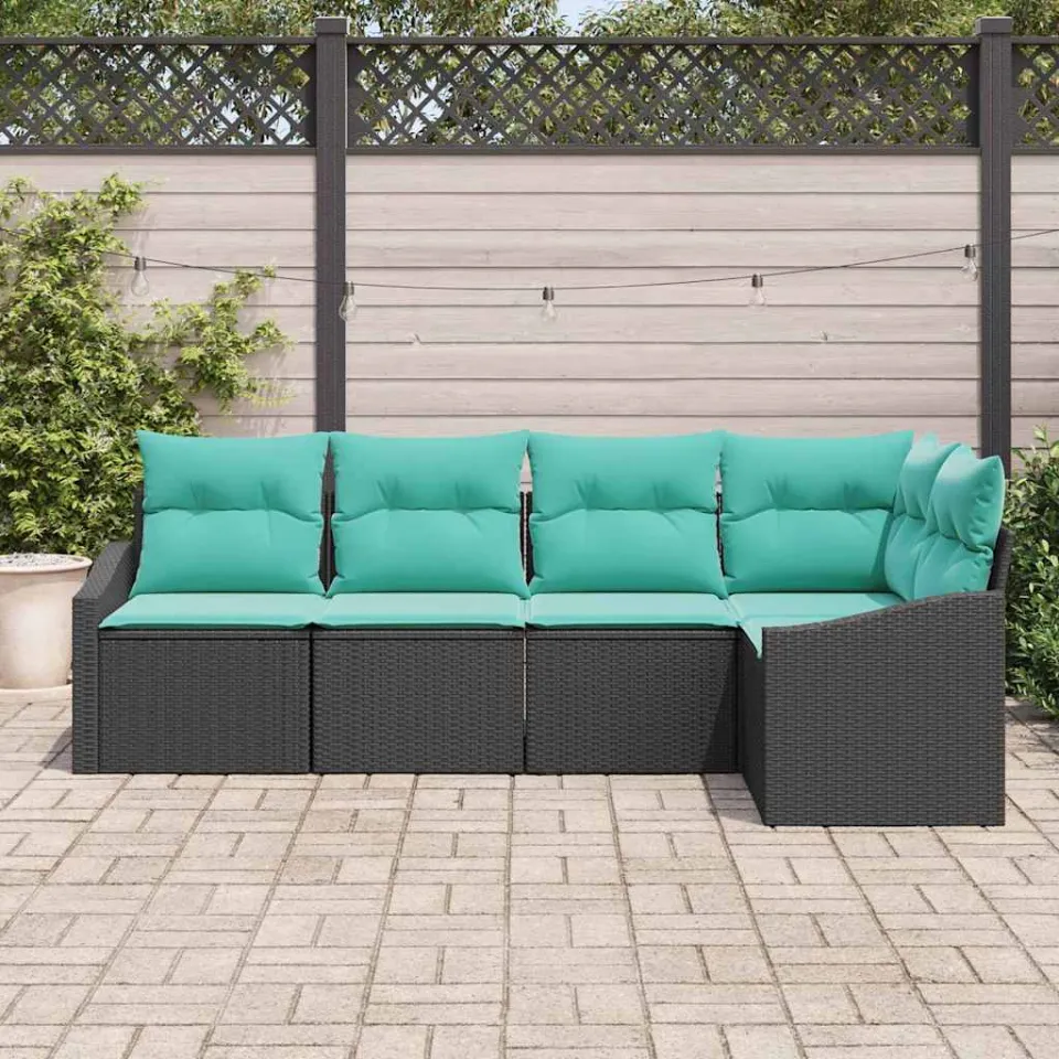 vidaXL Bankstel 5 st Zwart poly rattan, foto 3