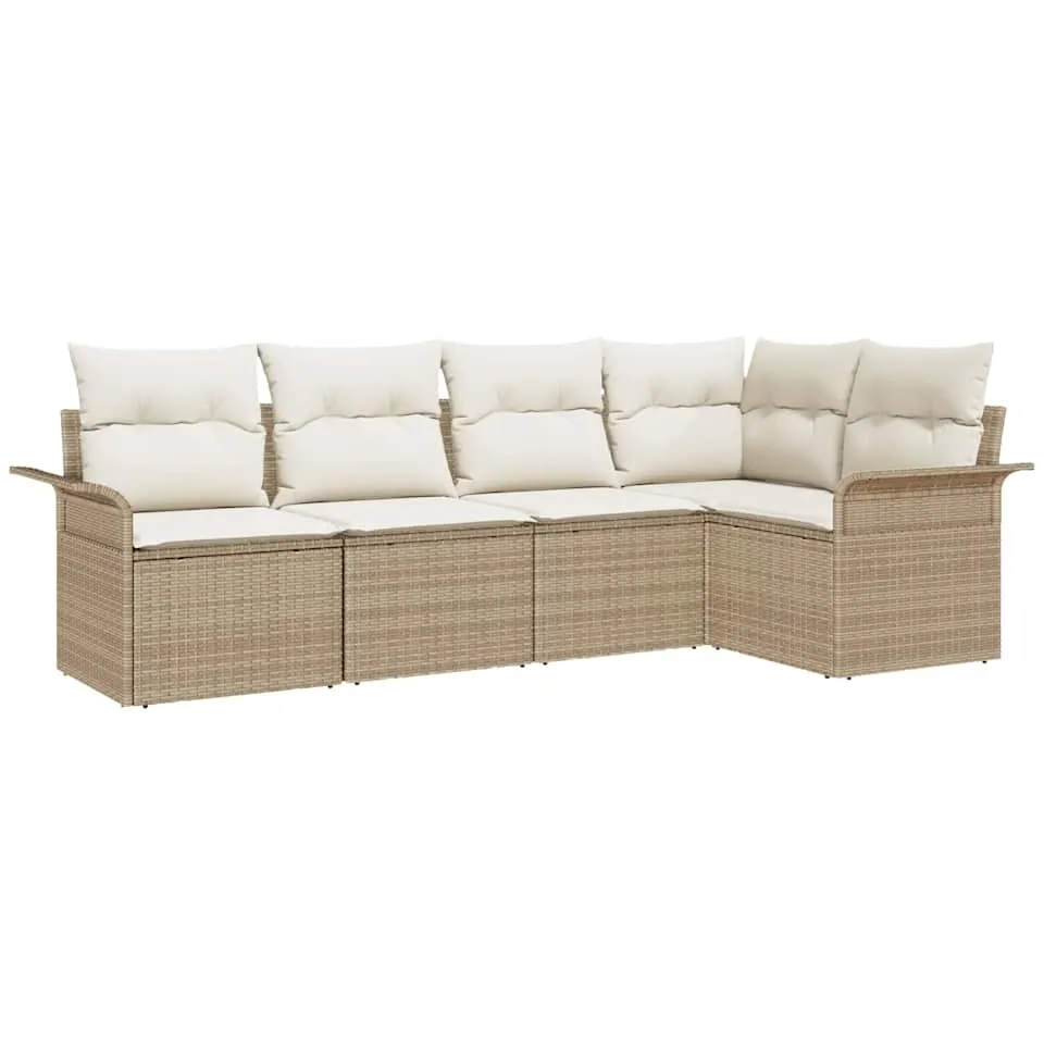 vidaXL Tuin Sofa Set 5 st Beige poly rattan